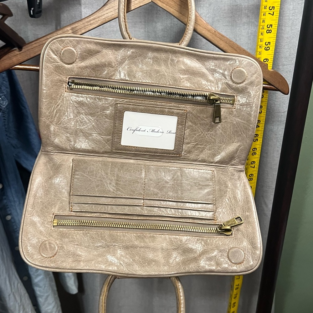 HOBO Tan Leather Clutch with Wristlet - Picture 3 of 9